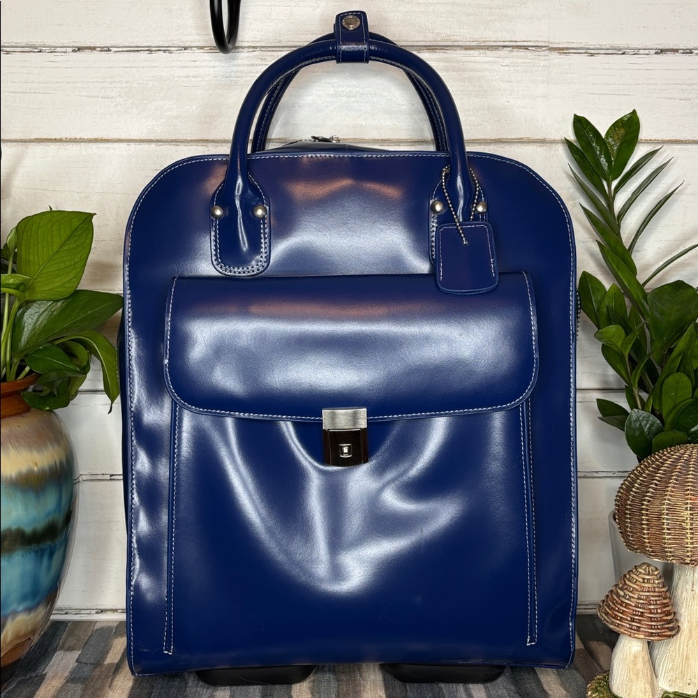 Blue Leather Carry on/Travel Bag